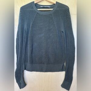 Athleta Sweater Women’s Medium Dark Green See Thru Cotton Blend Long Sleeve